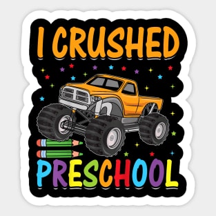 Kids I Crushed Preschool Graduation Boys Monster Truck Student Sticker